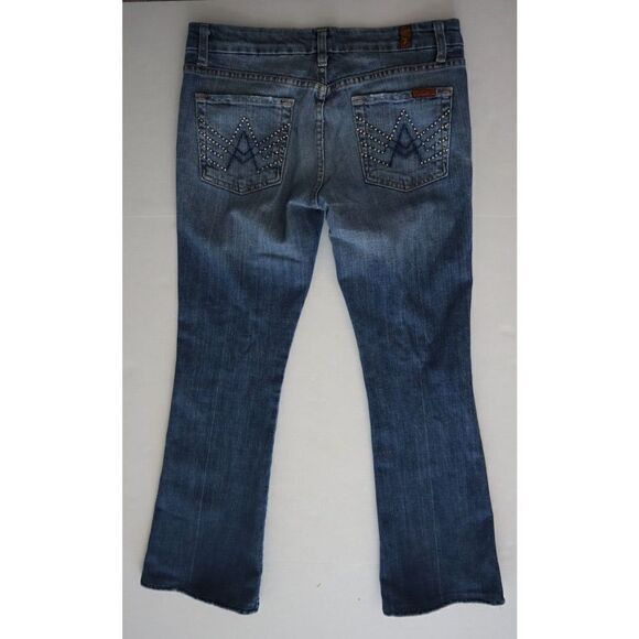 7 For All Mankind Women's Sz 28 Blue "A Pocket" Studded Bootcut Denim Jeans - Picture 2 of 8